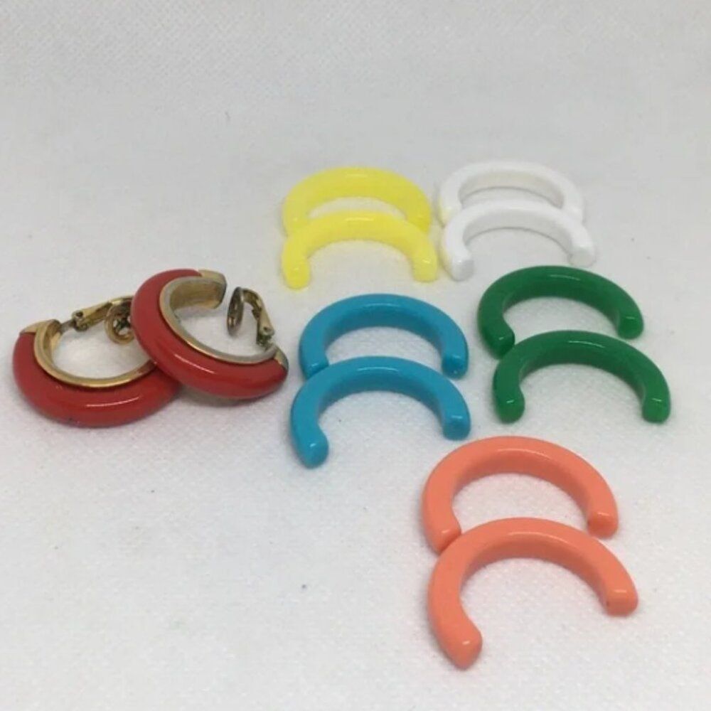 Rare Trifari Mid Century Interchangeable Hoop Earrings Clip-Ons